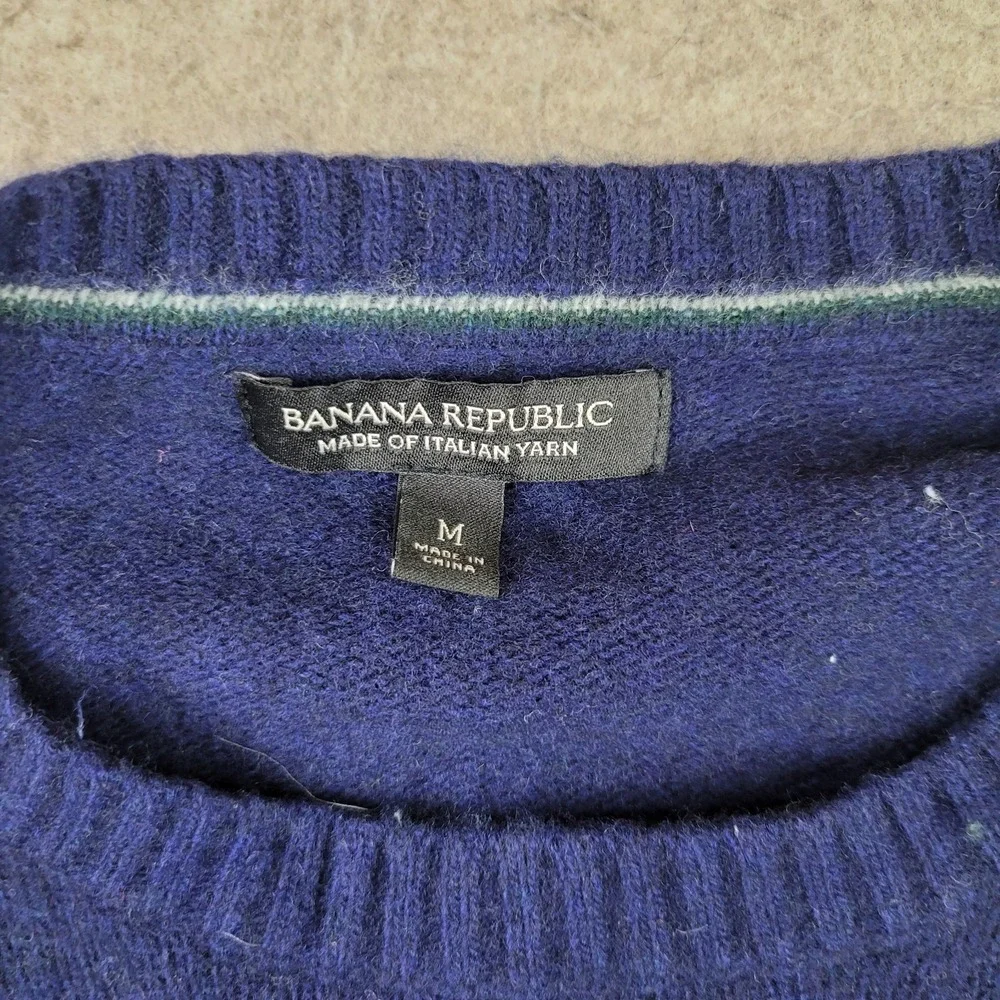 Banana Republic Italian‎ Yarn Merino Wool Sweater Mens M Blue Green Colorblock